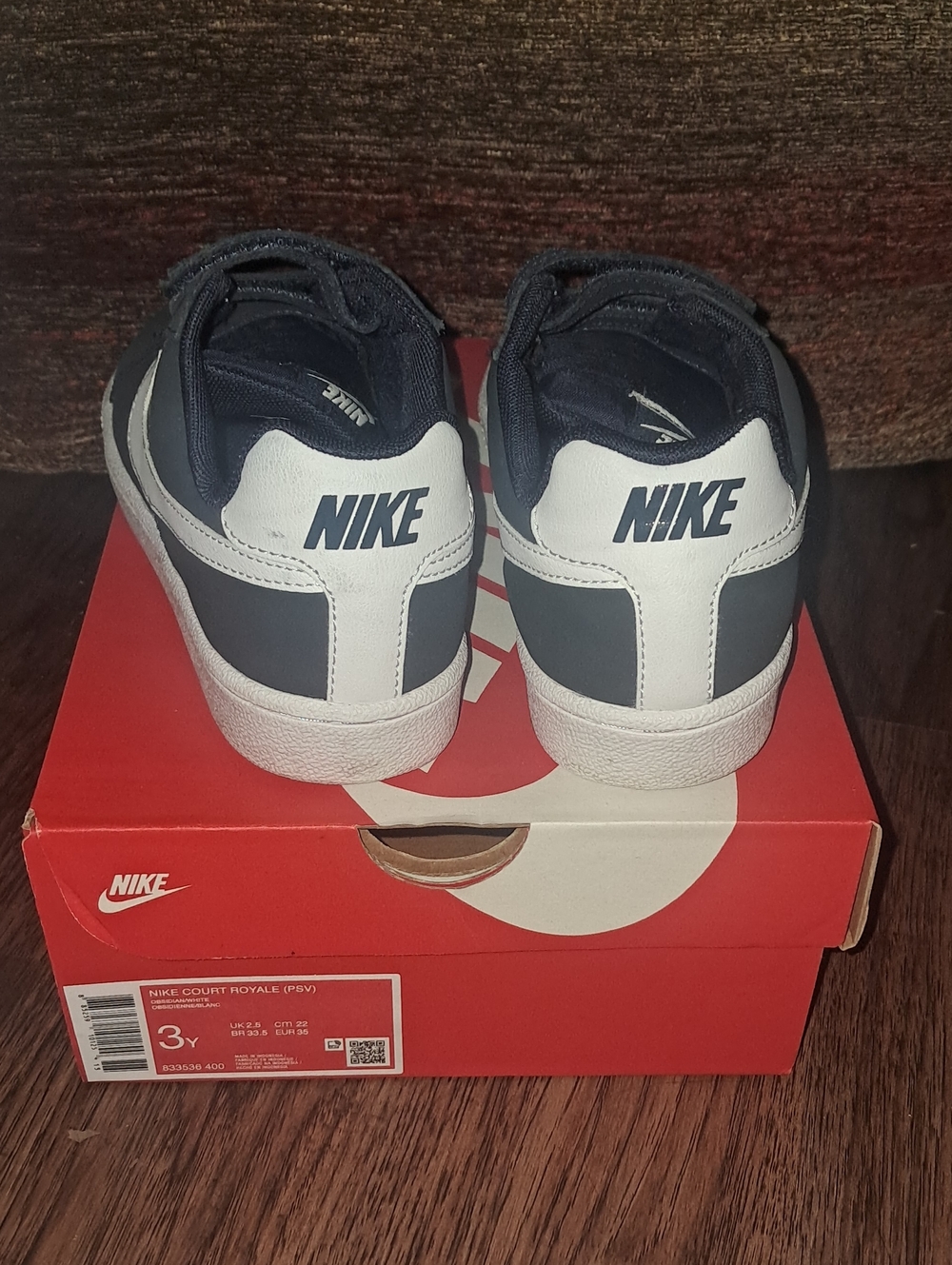 Kids Nike Court Royale Sneakers in Navy and White Youth Size 3Y